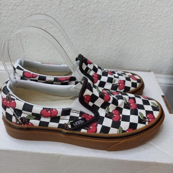 Vans Limited Edition Cherry Checkerboard Slip On Shoes Size 5.5 - Picture 2 of 7
